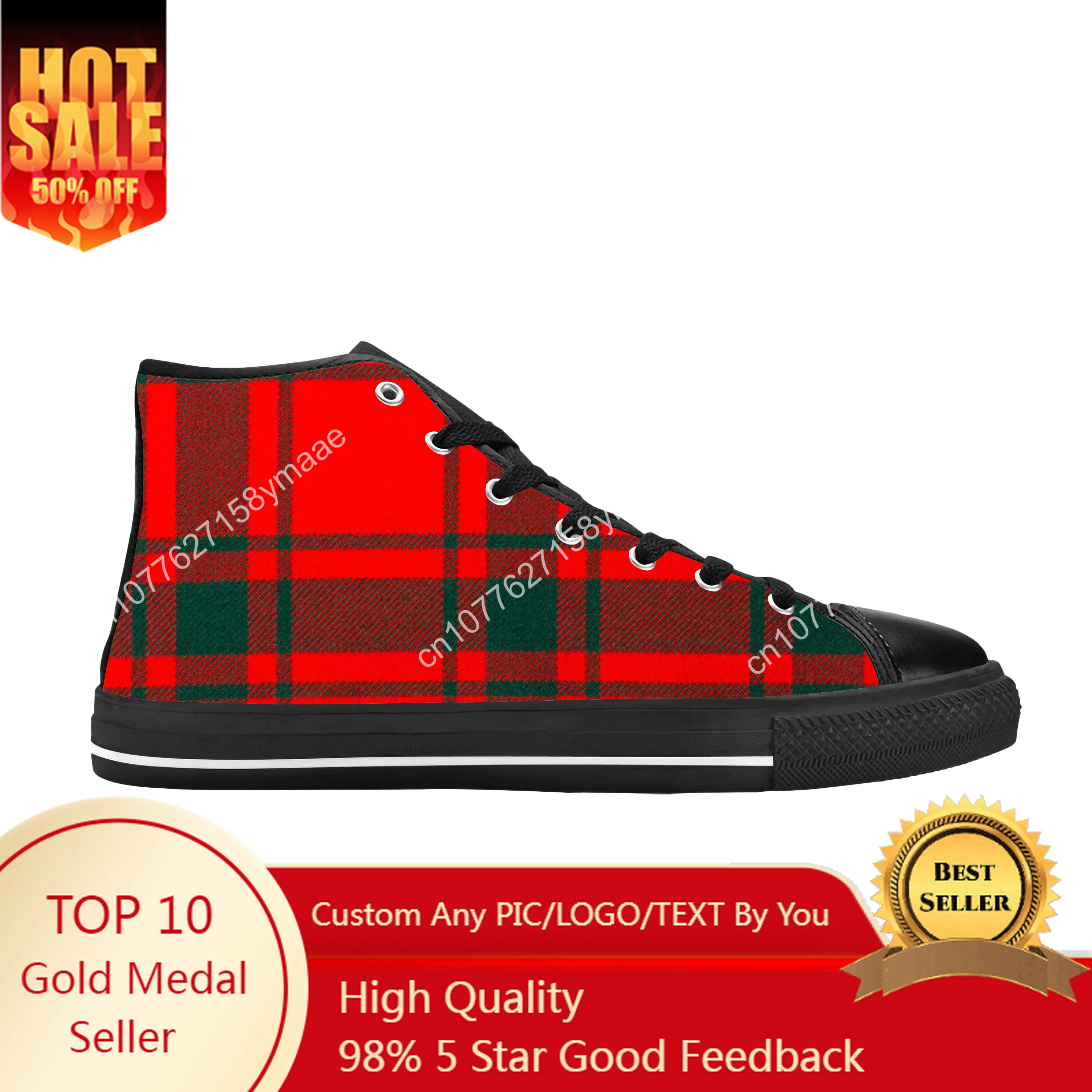 

Hot MacLintock Scottish Stewart Clan Tartan Plaid Casual Cloth Shoes High Top Comfortable Breathable 3D Print Men Women Sneakers