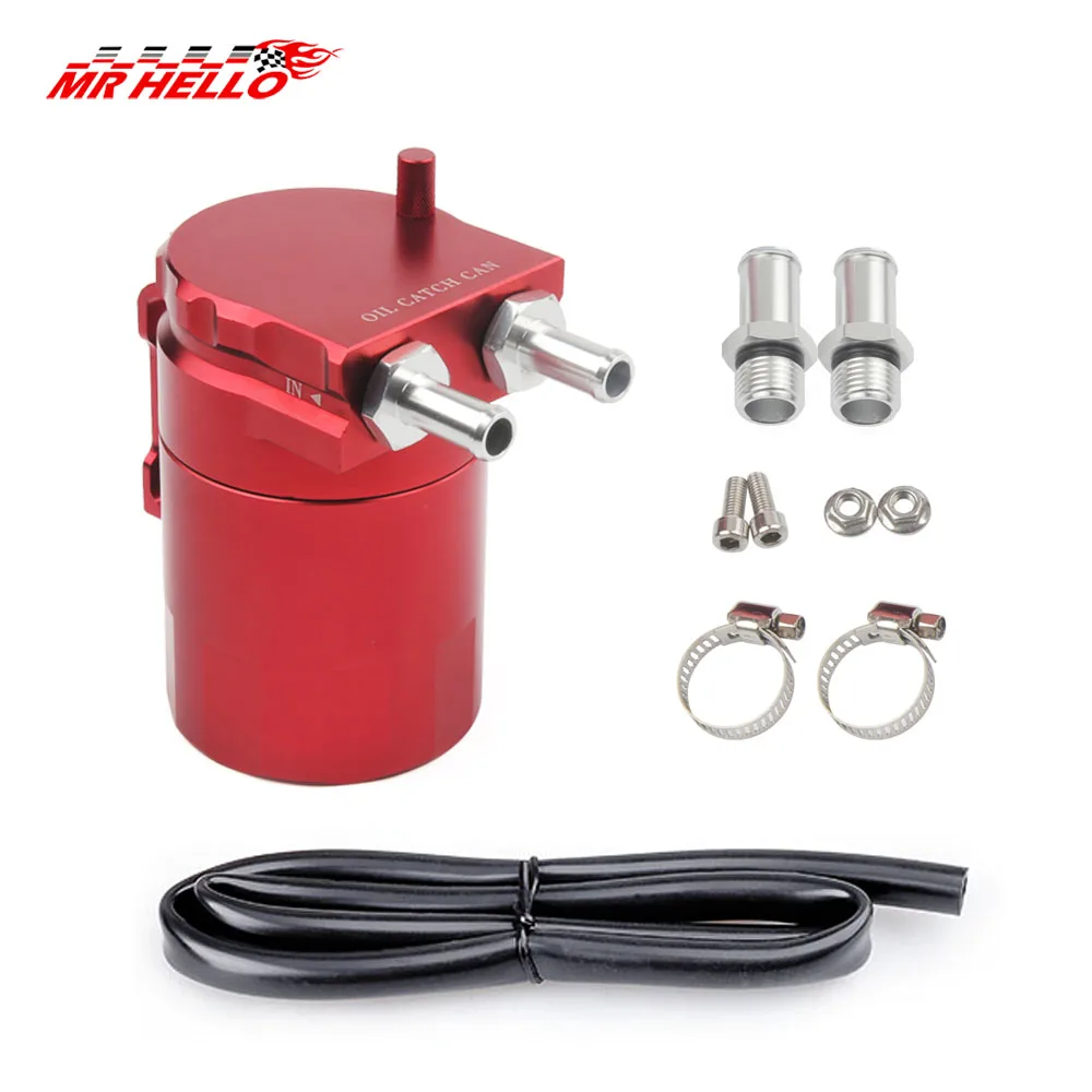 Oil Catch Can Kit Reservoir Fuel Tank Engine Polish Baffled Car Universal Oil Catch Can Kit With adapter Black 300ml