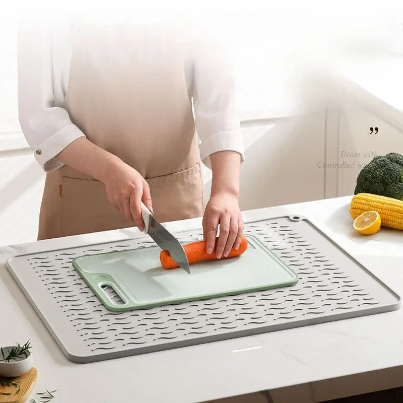Silicone Heat Insulation Drain Mats, Kitchen Protection, Countertop Pad, Cutting Board, Non-Slip Mat, High Temperature, Anti-Hot