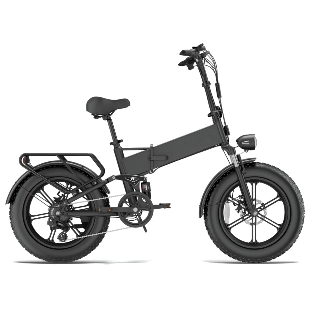 Urlife T5 E-Mountainbike 1500W motor met uitneembare 48V13Ah accu, elektrische fiets voor volwassenen, 20" x 4" dikke banden, opvouwbare e-bike