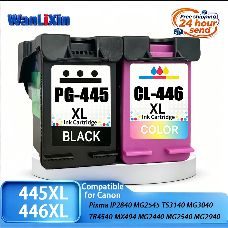 Картридж с чернилами PG-445 CL-446 445XL 446XL совместим с Canon Pixma IP2840 MG2545 TS3140 MG3040 TR4540 MX494 MG2440 MG2540 MG2940.