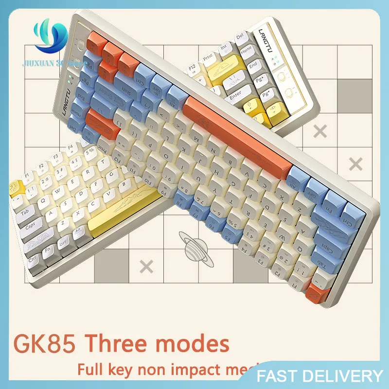 Gk85 Key Mechanical Three-mode Gold Axis Wireless Bluetooth Usb Backlit Desktop Notebook Computer Mechanical Game Keyboard