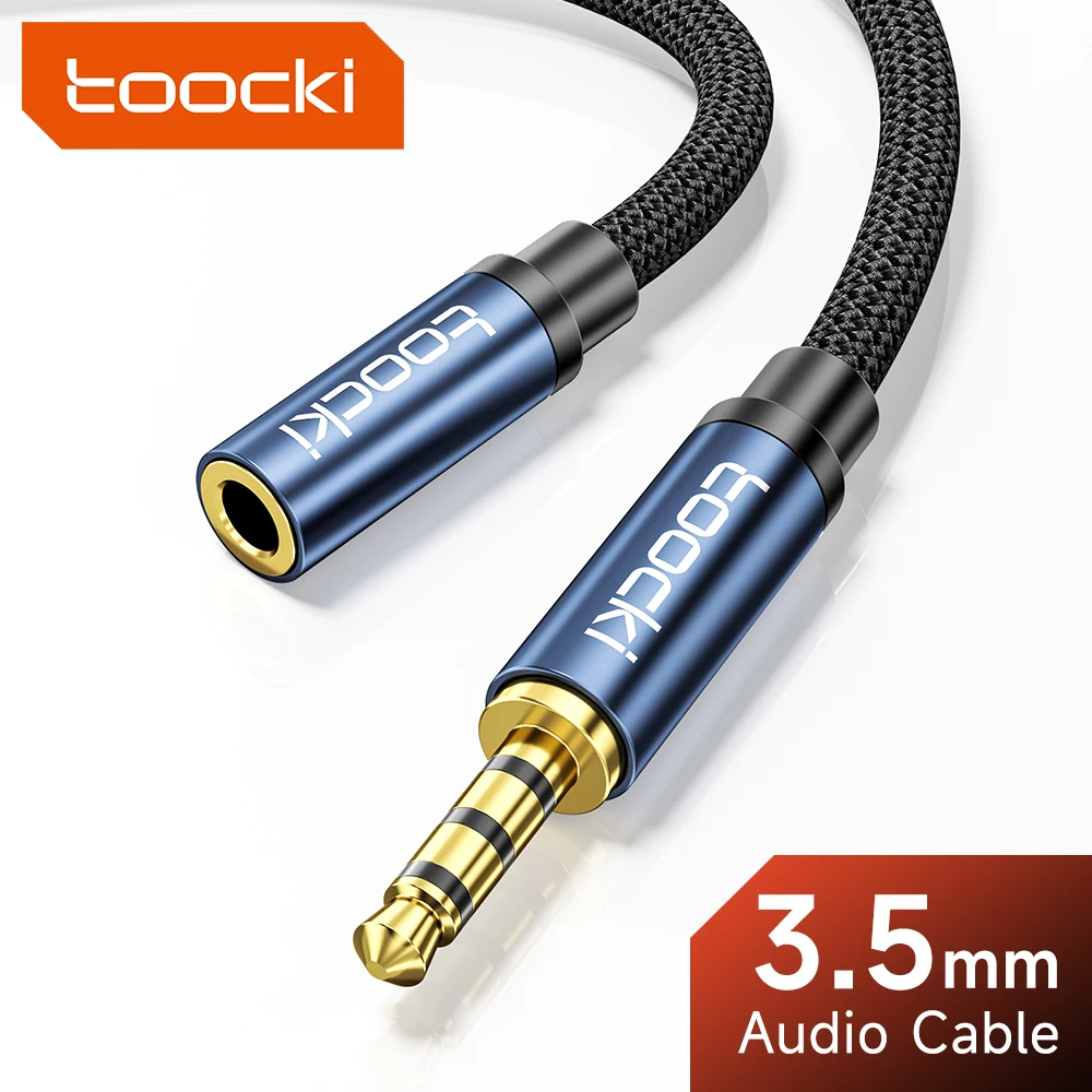 Toocki Jack 3.5mm przedłużacz Audio męski na żeński kabel AUX do Xiaomi Adapter do mikrofonu głośnik Extender Aux kabel Audio