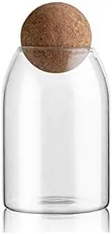 

MOLFUJ 750ML Glass Storage Jar with Wooden Cork - Airtight Canister for Coffee, Candy, Bathroom Organizer