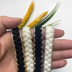 Gold and Silver Edge Wool Woven Tweed Lace Accessories Handmade DIY Clothing Neckline Cuffs Placket Decorative Strips Webbing