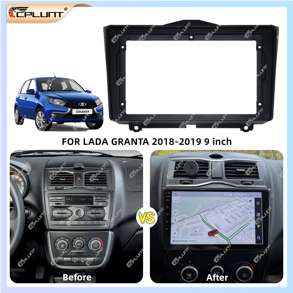 Car DVD Radio Frame Audio Dash Trim Kits Android Player Screen Frame For LADA GRANTA 2018-2019 9 inch