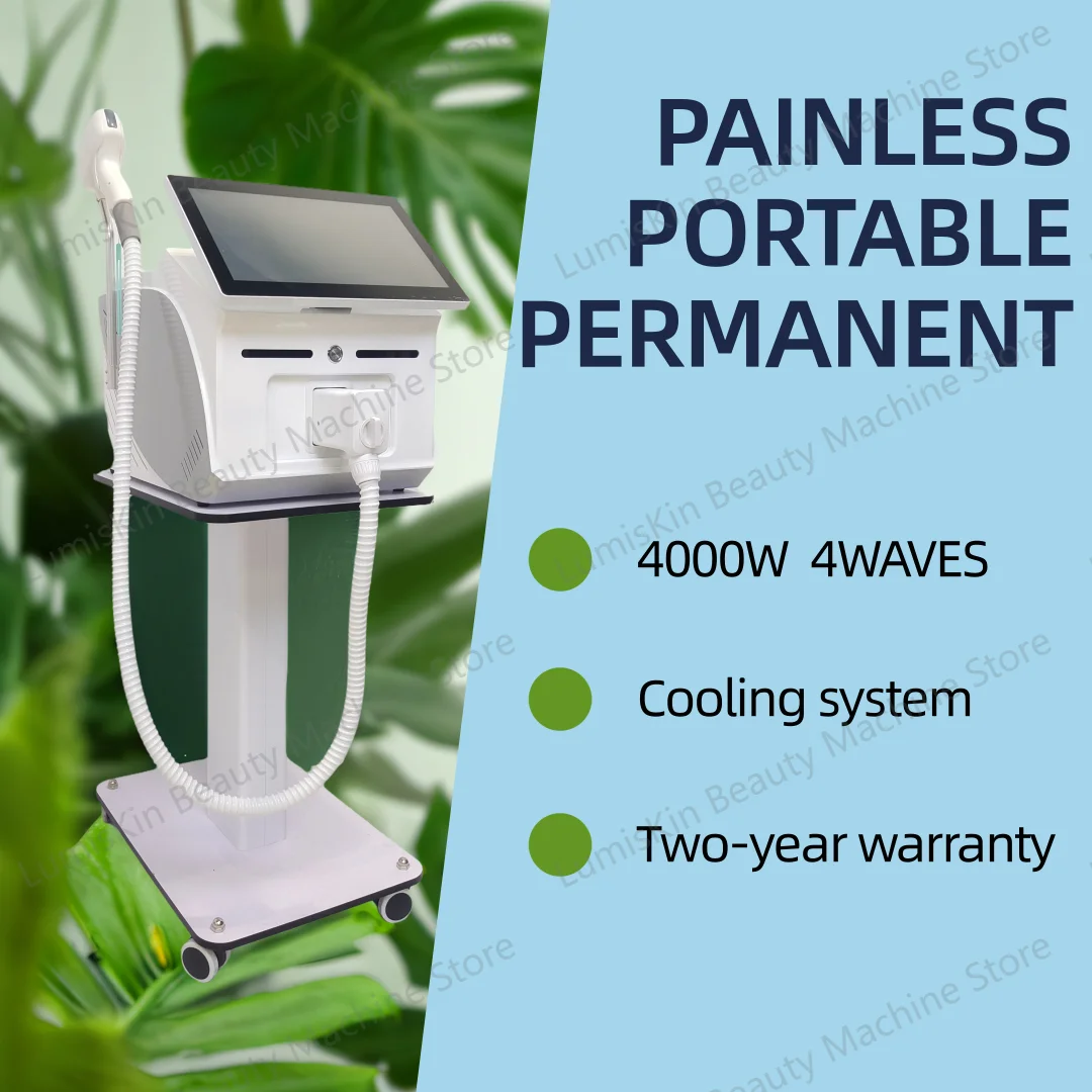 Портативный ледяной титановый диодный лазер, безболезненное устройство для удаления волос, 4 волны, 808 нм, 755 нм, 940 нм, 1064 нм, модель Александра 2025