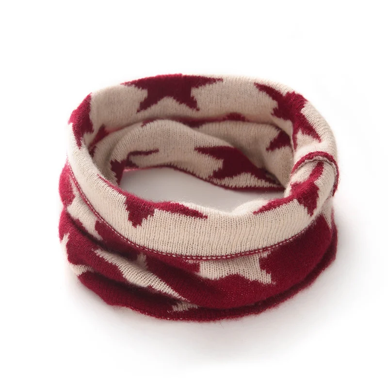 

New Women's 100% Pure Cashmere Neck, Winter Warm Knitted Fake Collar Neck Cover, Jacquard Head Cover, Ring Geometric Pattern