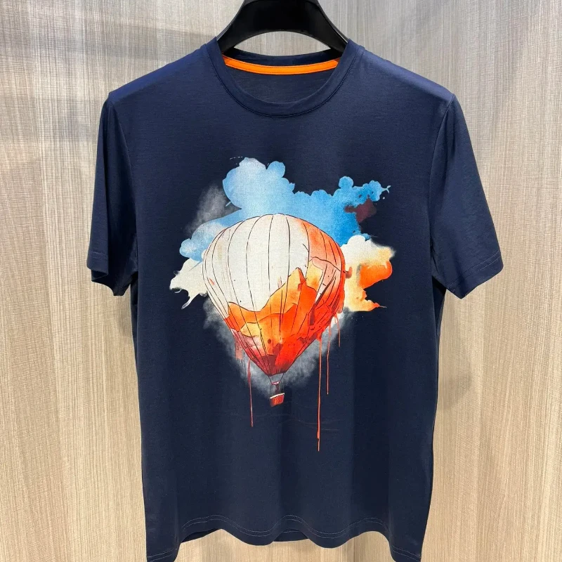 

High Street Hot Air Balloon Graffiti Print Oversized T-shirt Casual Versatile Tees Y2k Streetwear Men and Women Clothes Clothing