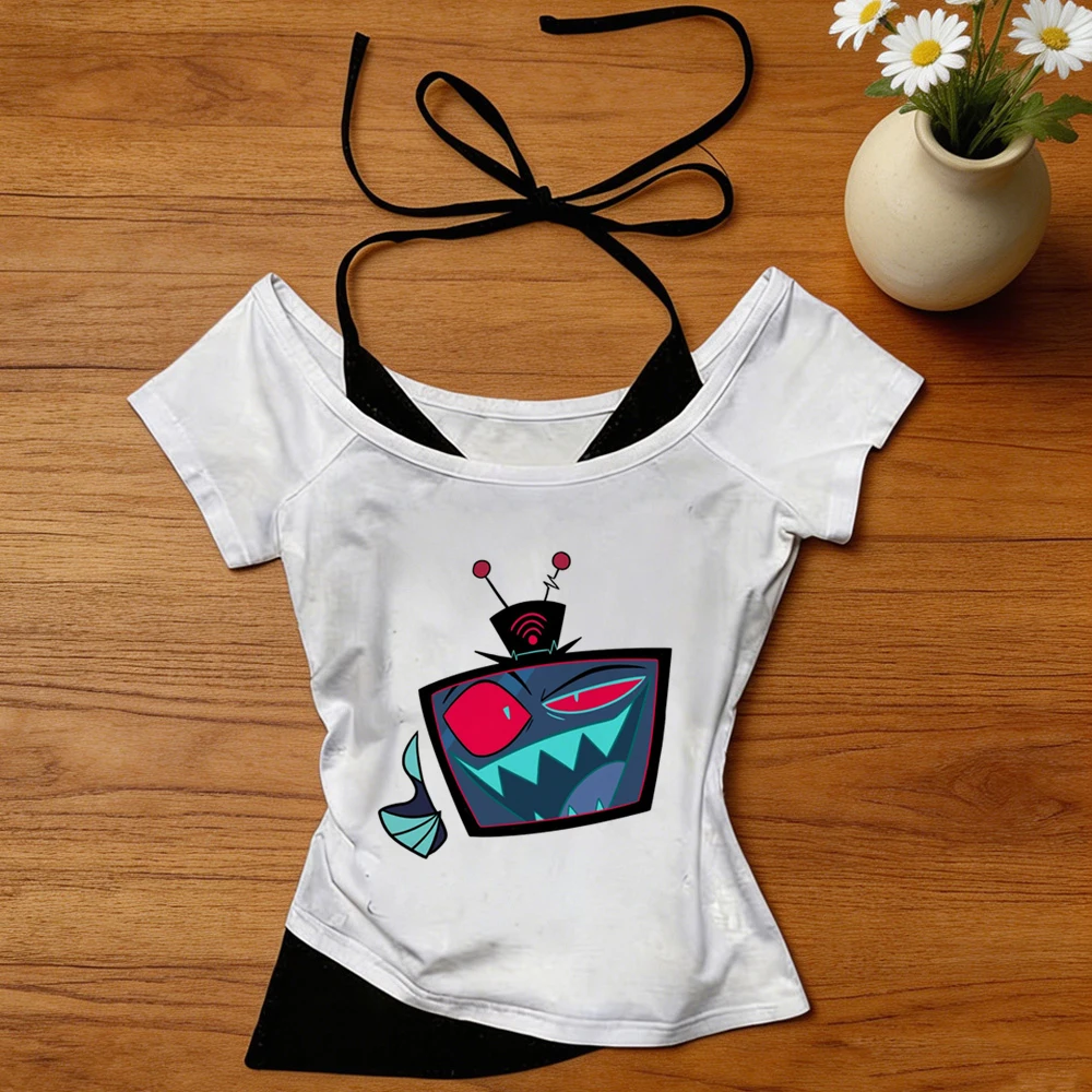 Camiseta corta Hazbin Hotel, e - Vintage Fashion For Sale reseña y precio