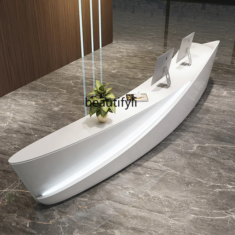 FRP, lacquer Reception Creative Ship Reception Desk Fashion Beauty Salon Welcome Desk Hotel, Bar