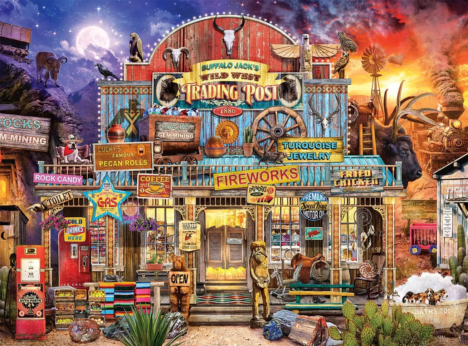 

Пазл для взрослых Wild West Trading Post 1000/500/300/120 шт. Пейзажная головоломка Подарок на день рождения Клубный декор Развлекательные игрушки