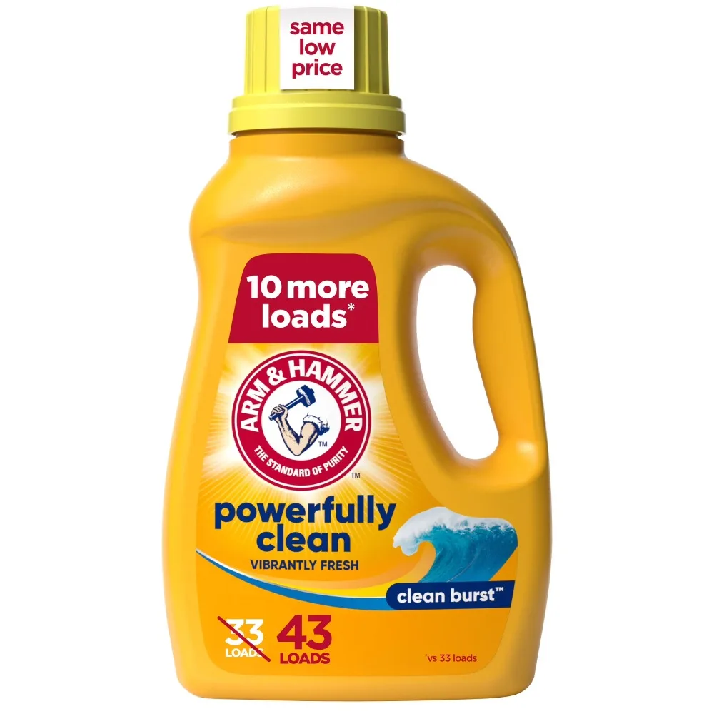 Liquid Laundry Detergent Clean Burst Scent for 43 Loads Extra Power for 10 Additional Loads High Efficiency Laundry Soap for All Machines Top Loader Front Loader Washer Fresh and Clean Laundry Wash