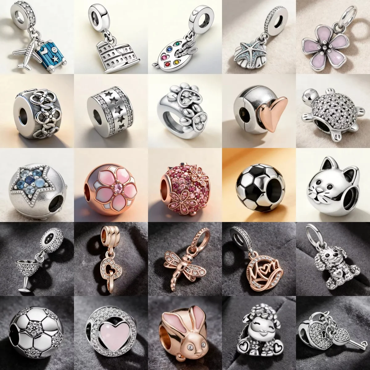 Hot Selling 925 Silver Cute Rabbit Sheep Charm Bead Pendant Suitable for European Original Bracelet DIY Exquisite Jewelry Gift