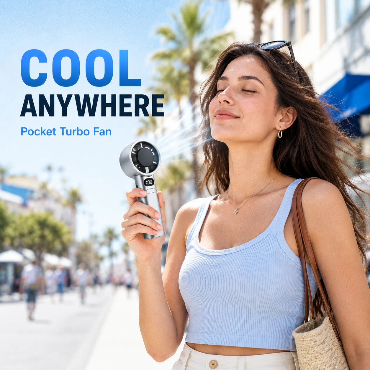 New 2026 High-Speed Portable Turbofan USB Rechargeable Handheld Fan Digital Display 120 Speeds Infinitely Adjustable Outdoor