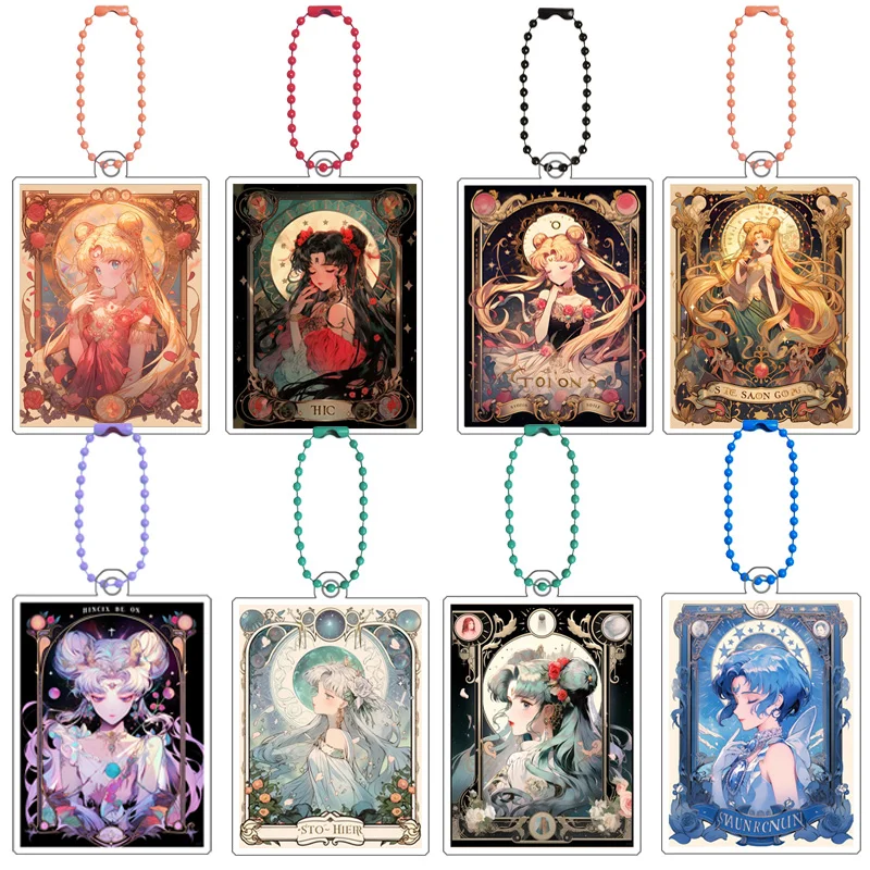 Anime Sailor Moon Series Magic Hand Drawn Printing Diy Collection Card Keychain Cartooncreative Self-Made Acrylic Pendant