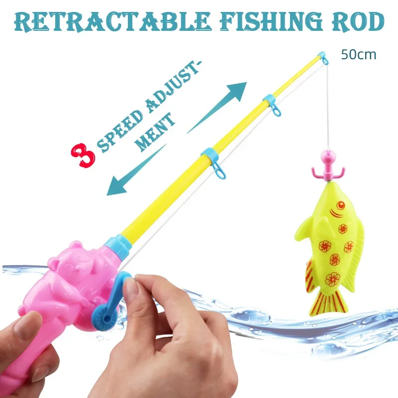 Fishing Children Boy 3D Girl Magnetic Toy Set Suit Magnetic Play Water Baby Toys Fish Square Round Hot Sale Gift for Kids