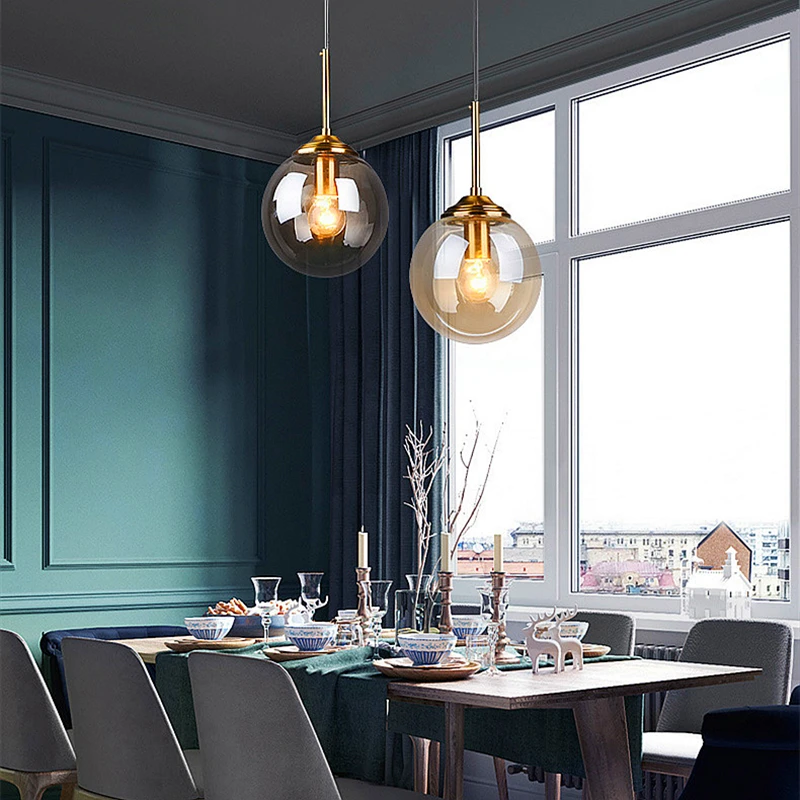 Żyrandol w stylu nordyckim nowoczesny kreatywny szklany wisiorek światło salon restauracja nocna wystrój wnętrz lampa wisząca LED
