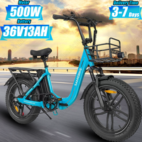 Folding E-bike 500W Powerful Motor 36V13AH Battery Electric Bike Alluminum Alloy All Terrain 20*4 Inch Fat Tire Electric Bicycle