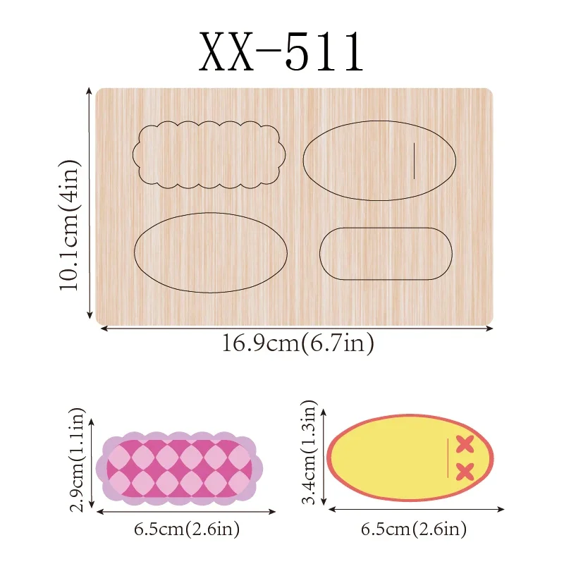 SIZZIXDIES 6.5cm XX511 Hairpin Clips Bows Wooden Cutting Dies for Scrapbooking Compatible with Various Machines Multi-Sized