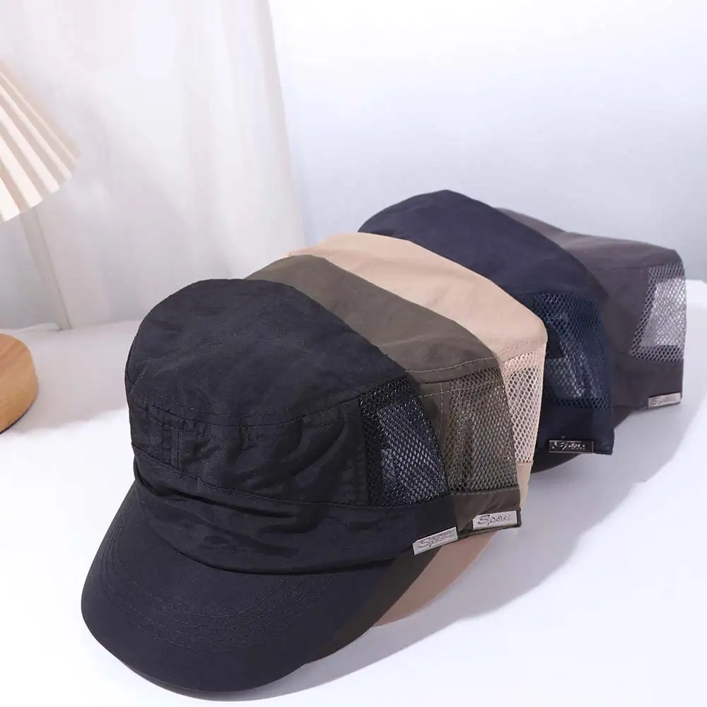 Fashion Adjustable Flat Top Hat Quick Drying Solid Color Flat Peaked Cap Outdoor Hiking Men’s Sun Hat Unisex