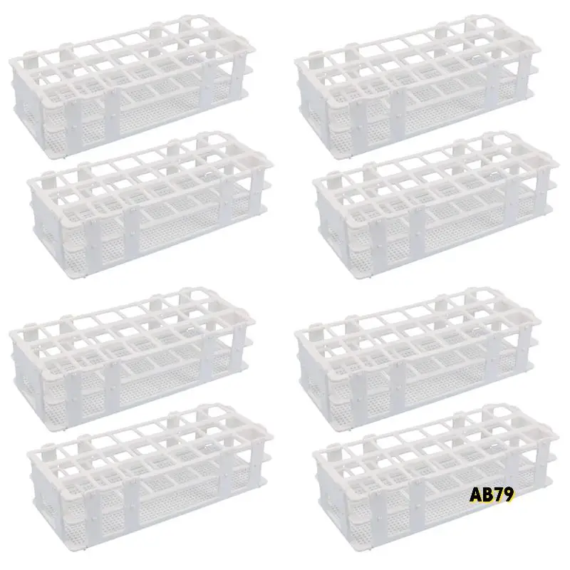 8 шт. пластиковая стойка для пробирок, 24 отверстия, лабораторная стойка для пробирок, держатель для пробирок 25 мм, съемный, белый