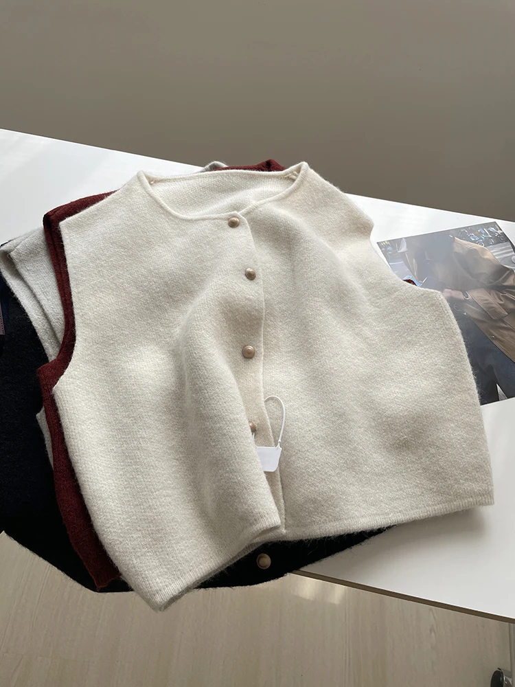 

Вязаный жилет с золотыми пуговицами в стиле ретро, женский свитер с капюшоном, однотонный многослойный Faionable ort Sle, круглый кардиган