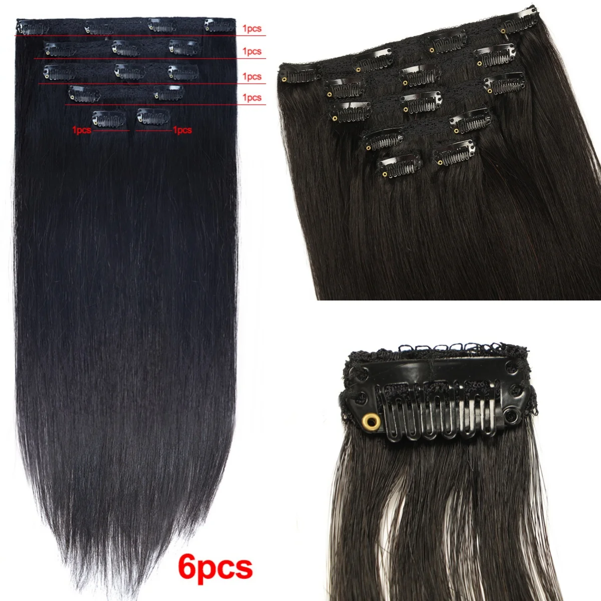 البرازيلي ريمي مستقيم كليب في وصلات شعر بشرية مجموعة من 6 شعر طبيعي 70 جرام 50 سنتيمتر وصلات شعر حقيقية للحجم والطول #2