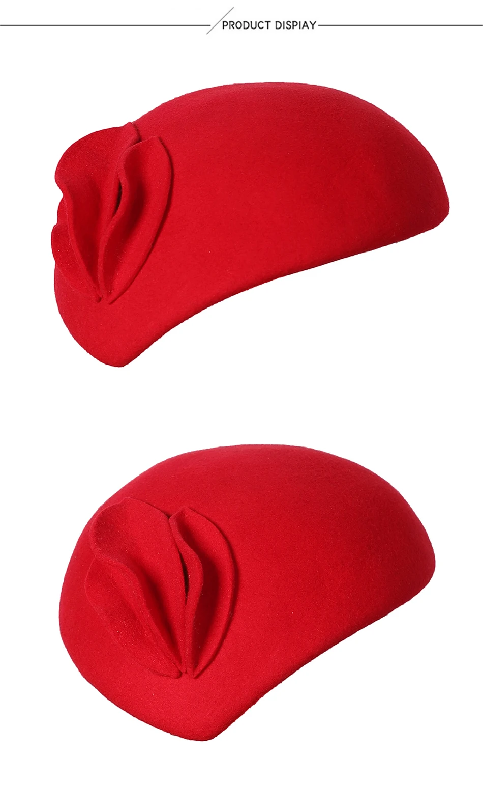 FS Luxuriöser Woll-Pillbox-Hut, rot-grüne Kirchenhüte für Damen, elegante Hochzeits-Fascinator-Kappen, französische Baskenmütze, Chapeau Femme 2026 – Detail 4
