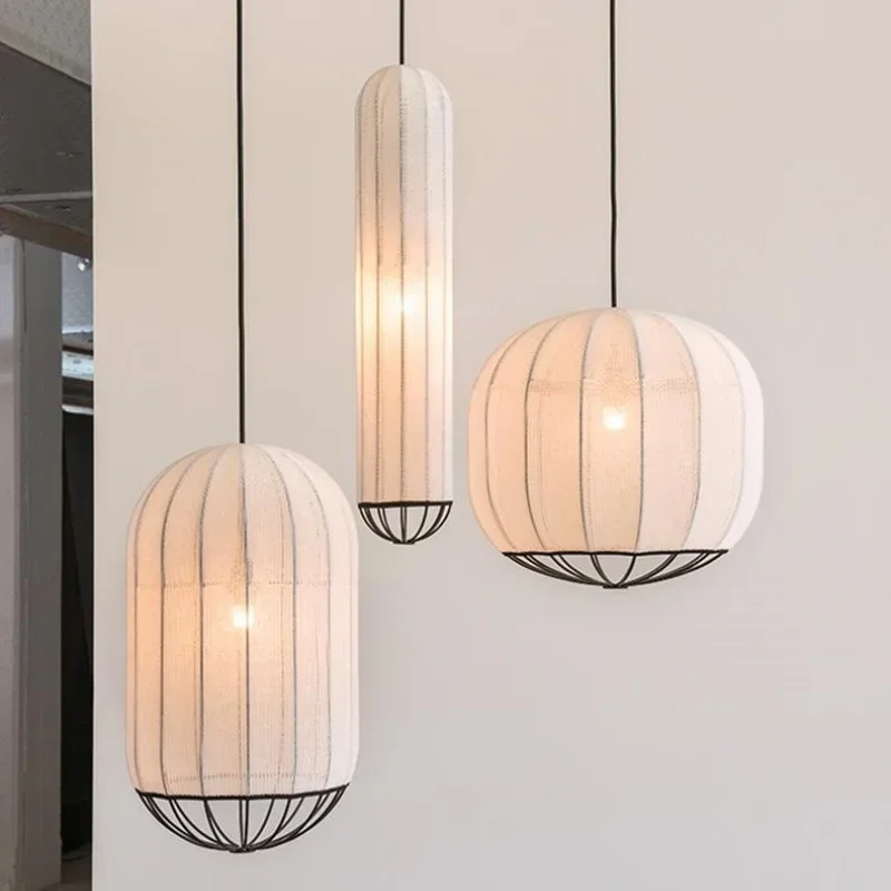 

Nordic Fabric E27 Pendant Lights Bedroom Living Room Decoration Bar Ceiling Chandelier Lighting Hanging Lamp Droplight Led Lamps