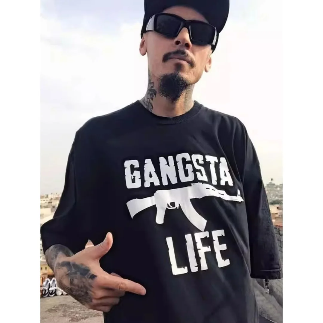 

West Coast Gang AK47 потертая летняя модная спортивная мужская футболка из чистого хлопка с короткими рукавами, детская одежда, футболка Y2k Woman