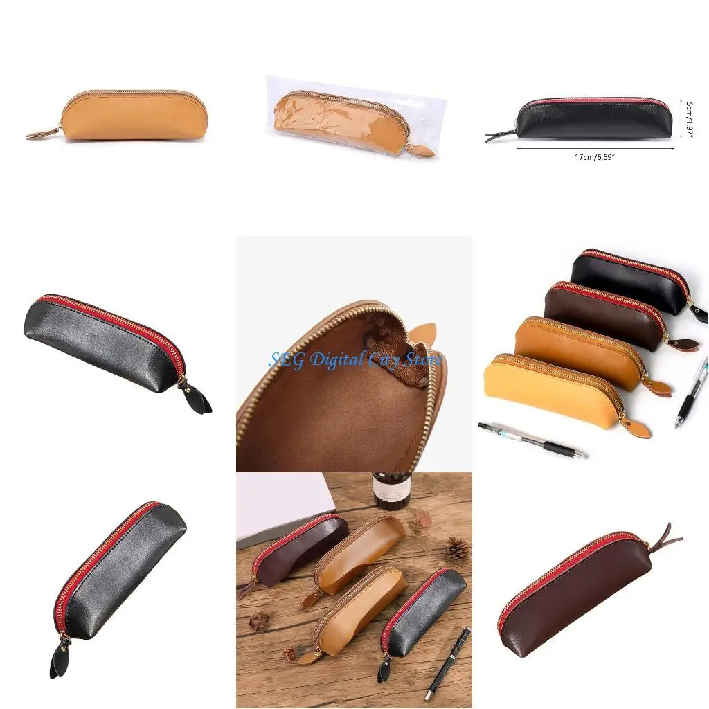 U75B سستة الحقيبة الجلدية القلم حقيبة قلم رصاص حامل قلم رصاص للمدرسة مكتب المنزل #1