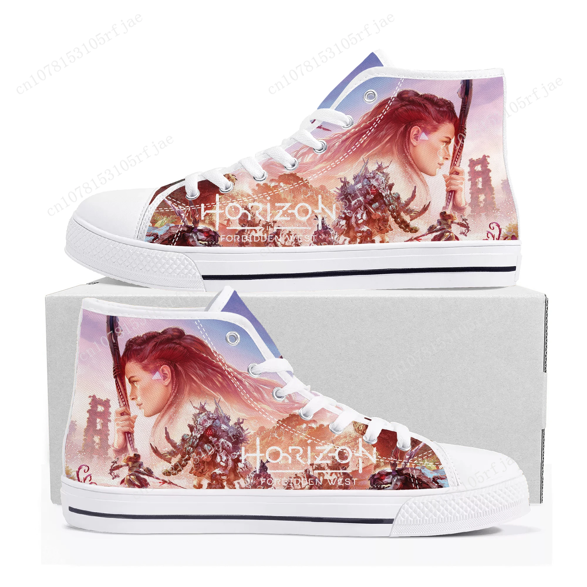 Horizon Forbidden West High Top Sneakers Cartoon Game Mens Womens Teenager High Quality Canvas Shoes Casual Tailor Made Sneaker