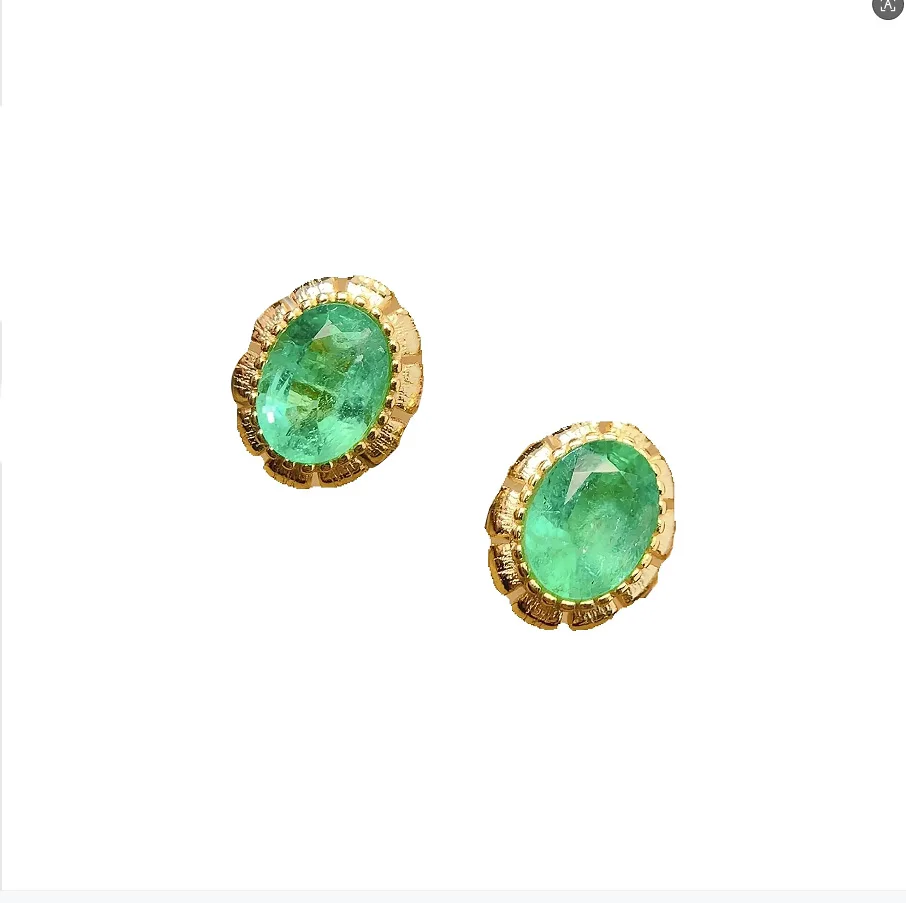 SHILOVEM 925 sterling silver Emerald  Stud Earrings New Birthday Christmas Gift Fashion Wholesale Women 5*7mm le050700agml