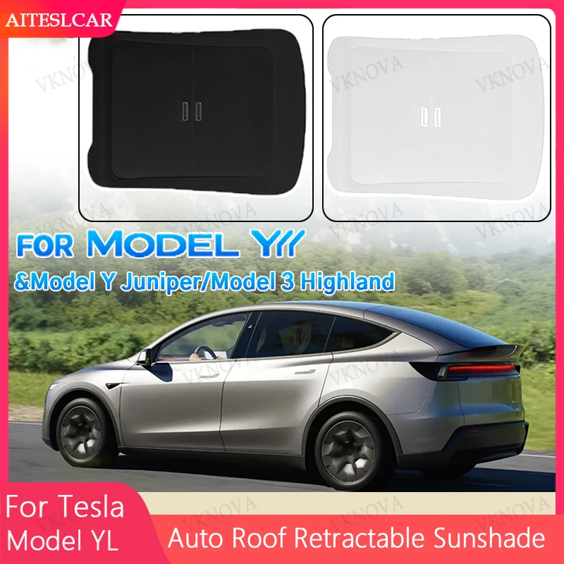 For Tesla Model YL 2026 2025 Car Scroll Sunroof Sunshade Upgrade Roof UV Protection Retractable Sun Visor Interior Accessories