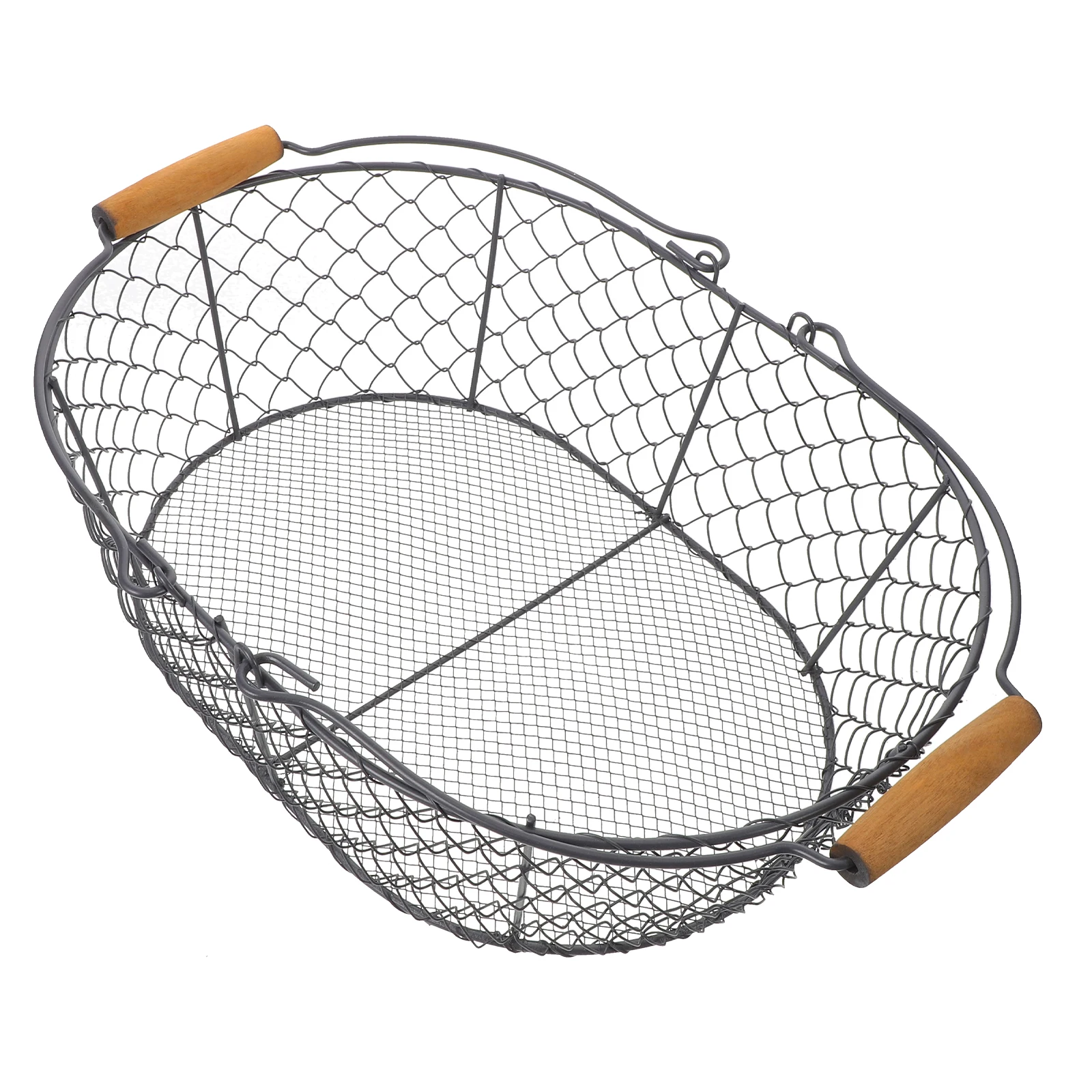 

Metal Vintage Wire Basket with Wood Handle Iron Wire Baskets Rustic Farmhouse Kitchen Pantry Storage Decorative Egg Firewood