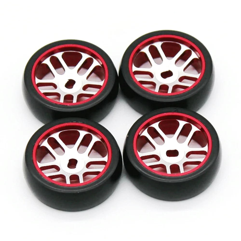 4Pcs Metal Wheel Rim + Hard Drift Tire for Wltoys K969 K979 K989 P929 Mini-Z Q D 1/28 RC Car Upgrade Parts,4