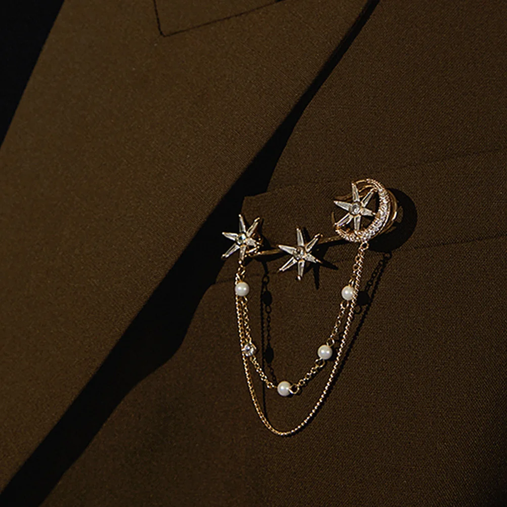 

1pc Six Pointed Star Brooch Creative Chain Lapel Pin Stylish Clothing Accessory Personalized Decor Elegant Fashion Gift