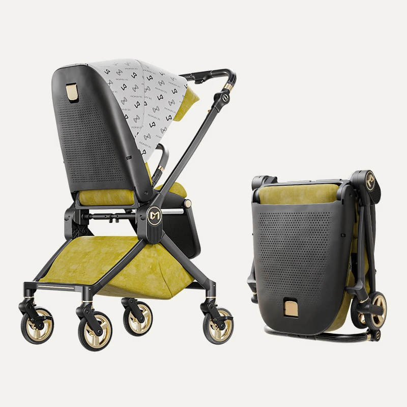 2023 new design OEM durable Automatic folding baby strollers two way push with reversible handle kids pram carriage