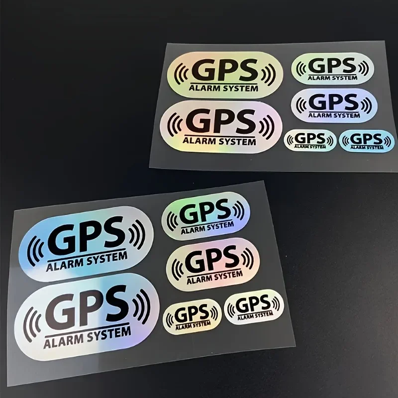 6pcs/set Reflective Laser GPS Alarm System Car Stickers Waterproof DIY Car Window Side Rear Windshield Decorative Vinyl Stickers