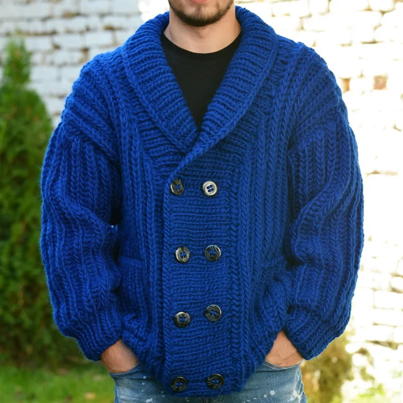 Herren neue Herbst und Winter verdickte Zweireiher Pullover dicke Nadel lose gewebte Mantel sy0190