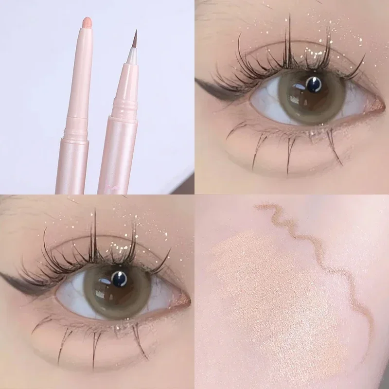 Doppelseitiger liegender Seidenraupenstift, Textmarker, Make-up-Stift, vergrößert die Augen unter den Augen, Textmarker, Make-up-Stick, schlanke und weiche Spitze