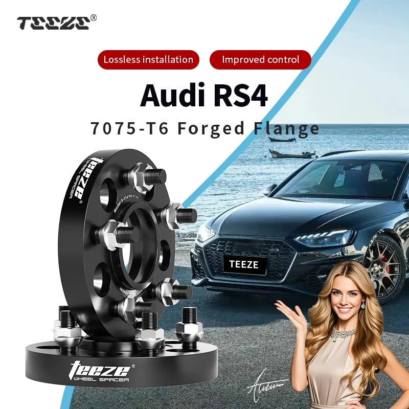 

Teeze 2/4pcs 5x112 66.6 M14 x 1.5 Hub Centric Black Forged wheel spacer For Audi RS4 Flange Plate 15/20/25/30/35mm