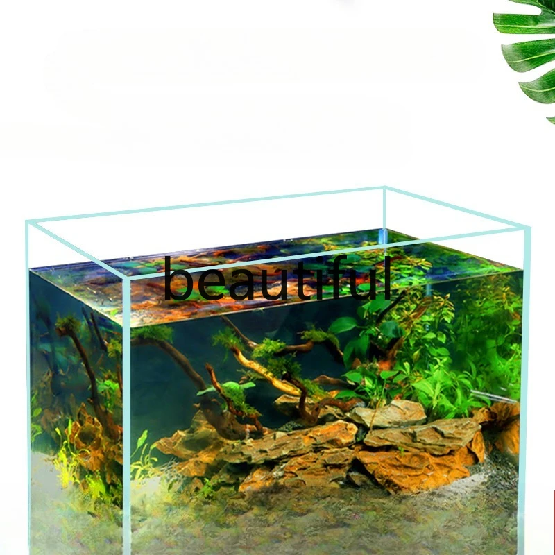 Jinjing ultra-white glass fish tank aquatic plant goldfish turtle amphibious glass tank aquarium ecological tank