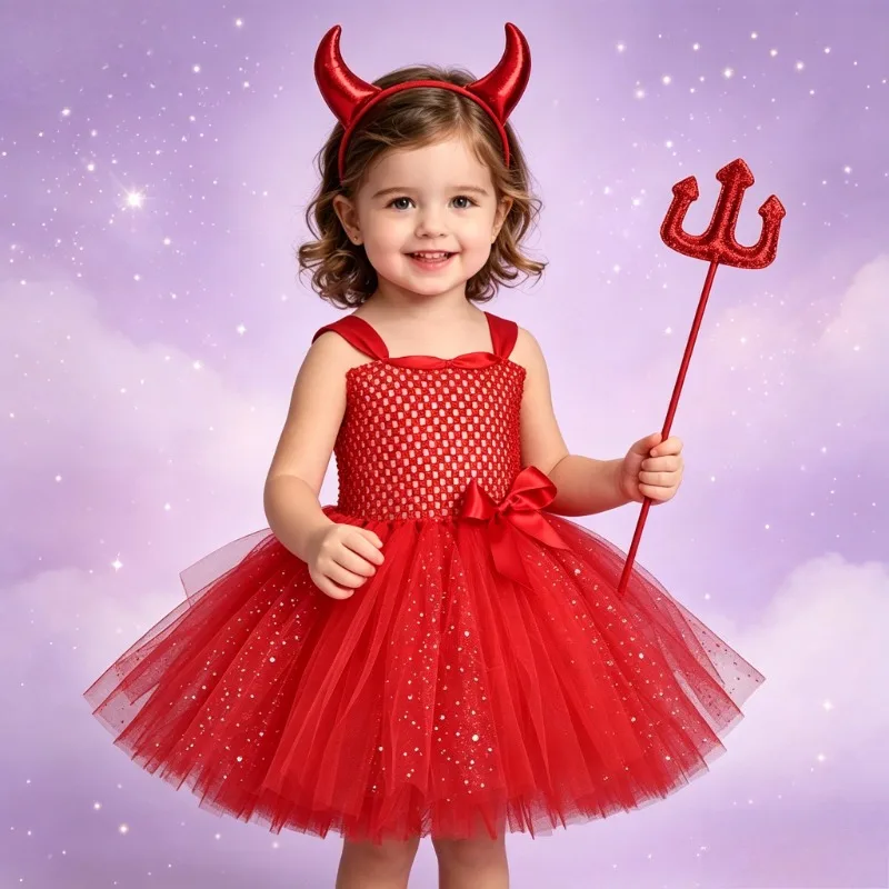 Disfraces de diablillo rojo para fiestas de Halloween infantiles, trajes para Halloween y actuaciones escénicas, atuendos de fantasía para fiestas