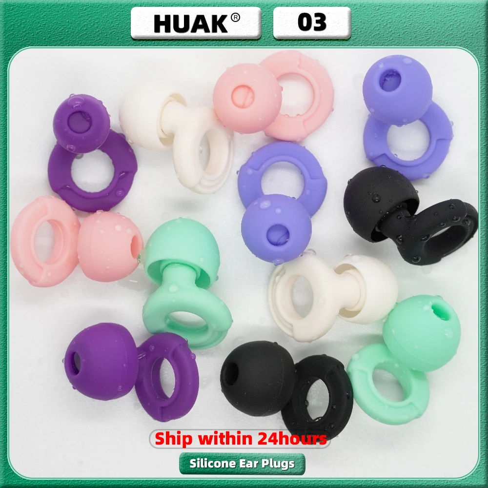 HUAK Silicone Ear Plug 8 Ear Tips in XS/S/M/L Sleep Swim Ear Protector Canceling Noise Reduction Soundproof Earplugs for Travel