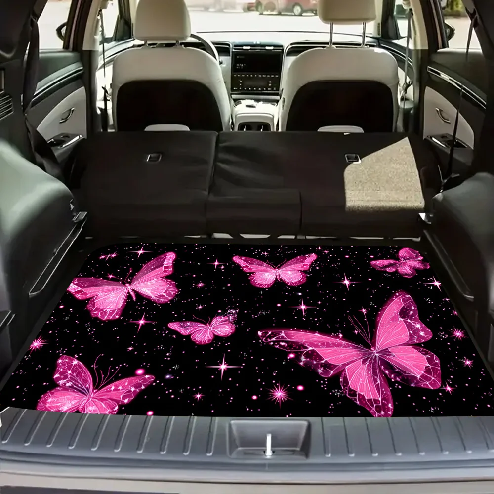 1pc Bohemian Anime Pattern Car Trunk Mat, Simple Design. Suitable For All Car Models, Stylish And Durable, Ideal For Trunk Dec