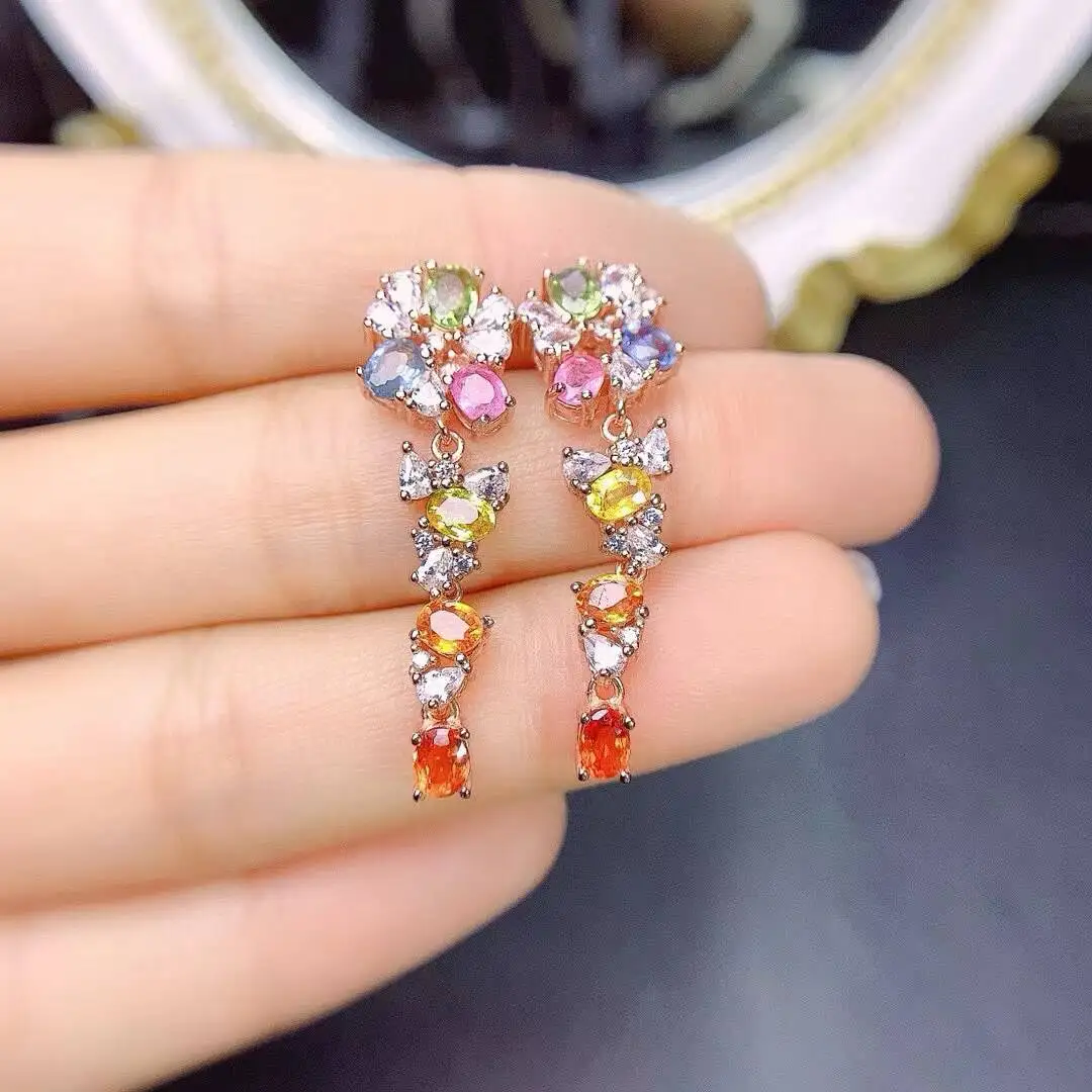 KJJEAXCMY Jewelry Natural Women's Colored Sapphire Ring 925 silver inlay Colorful and splendid Crystal pure fire flash explosion
