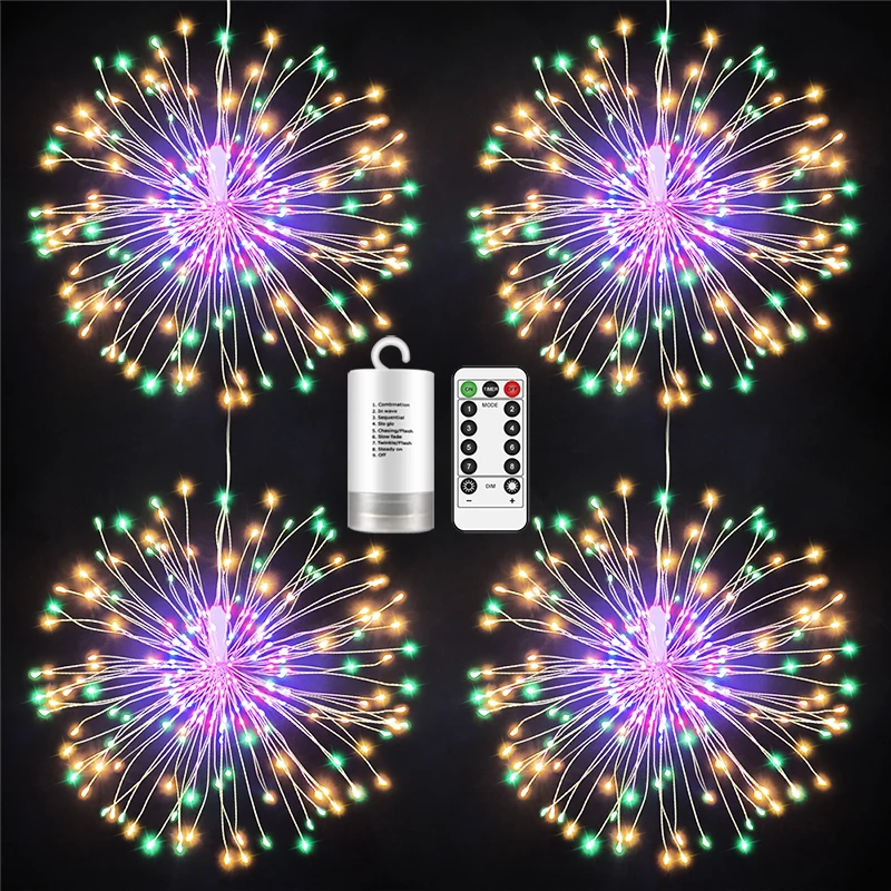 

Firework Lights Led Star String Lights 8 Modes Battery Operated Fairy Lights with Remote Wedding Decorative Hanging Lights