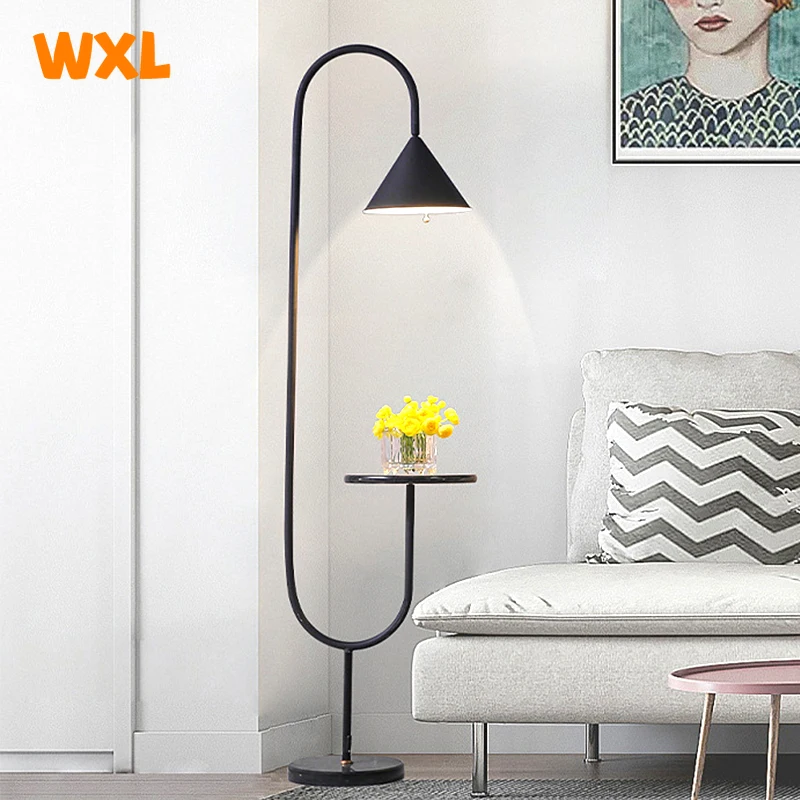 LED coffee table floor lamp Scandinavian living room bedroom bedside minimalist light luxury vertical floor lamp with table